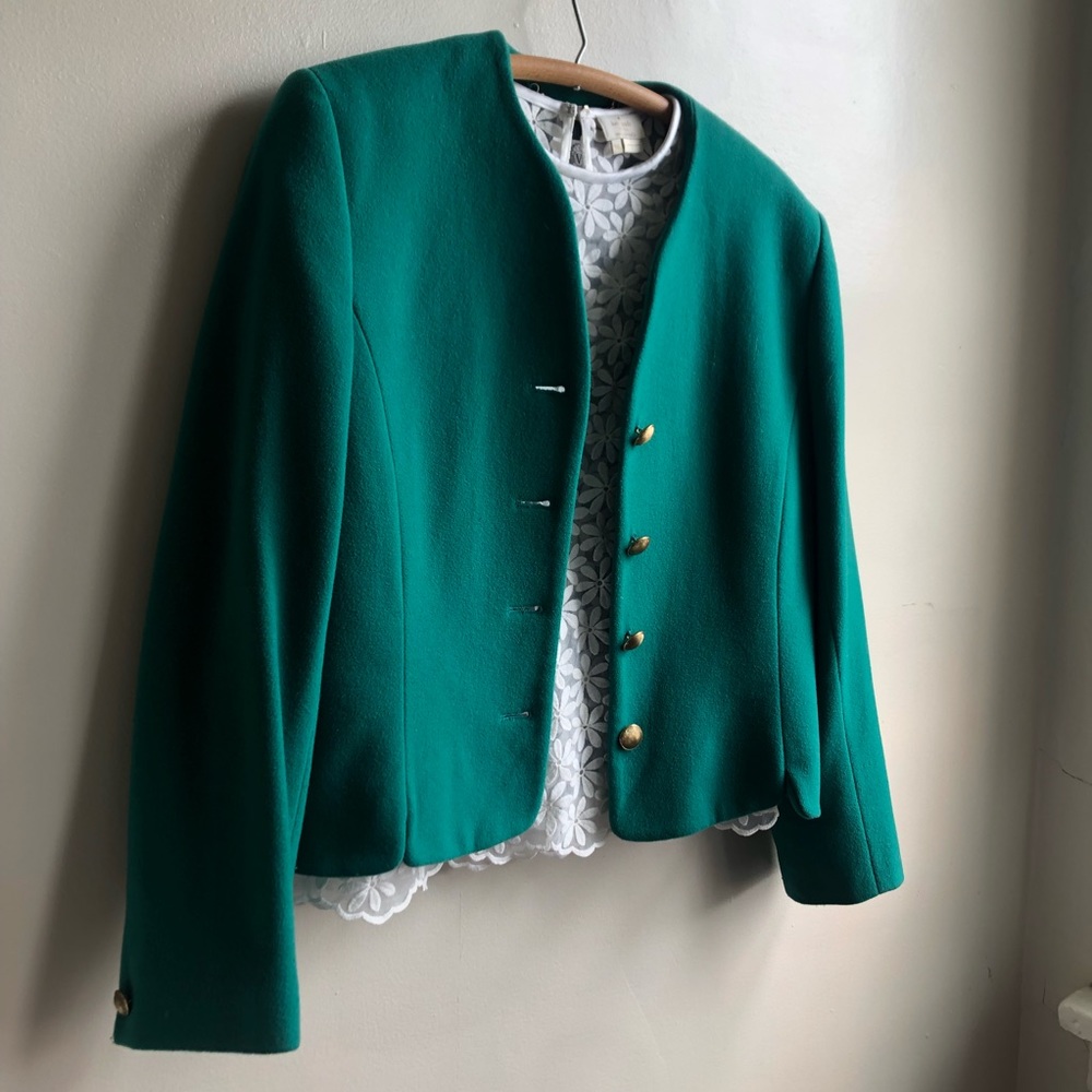 Vintage Blazer Button Down Blazer Kelly Green for Fall